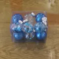 Bolas de Navidad Azules 12 Pcs Bolas de Plastico Transparente Fiesta Decor 6cm - 6 cm, pack de 12 / Azul Oro