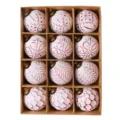 12pcs vintage christmas balls set 8cm white red tree hanging ornaments holiday decor - Red Style 2