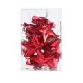 Addobbi natalizi a stella rossa galvanizzata 7cm set da 12 pezzi in scatola trasparente - Rosso