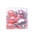 Lot de boules de Noël en forme de cœur rose, pendentifs suspendus brillants et mats déco. - 5 cm / 12 pcs / Rose / 12 pcs