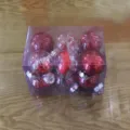 Bolas de Navidad transparentes de plástico PET 12 uds 6 cm con purpurina roja para árbol - 6 cm, pack de 12 / Rojo