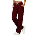 Casual women's multi-pocket cargo pants featuring a comfortable drawstring waist and relaxed fit. - S / Bottoms / Burgundy