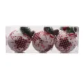 Bolas de espuma de cuadros rojos y blancos de Navidad set de 3 con piñas para árbol - Set de 3 estrellas de espuma 8 cm (caja de PVC)