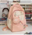 Rosa Canvas süßer Schulrucksack für Mädchen, ästhetischer Ins-Stil Mini-Doppelset-Tasche. - Rucksack Mit Anhänger / Rosa