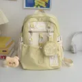 Zaino stile giapponese con stella carino borsa scuola gialla per ragazze moda ins - Piccola Taglia con Distintivo in Peluche di Orso / Giallo