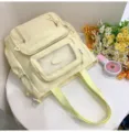 Gelber niedlicher Ita Rucksack transparente Tasche Schulranzen fuer Grundschüler einfarbig - Studientasche / Ohne Abzeichen und Anhänger / Gelb