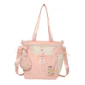 Rosa süße multifunktionale Canvas Schultertasche für Damen, stilvolle Alltagstasche. - Schultasche (Ohne Anhänger) / Rosa