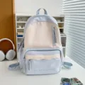 Japanischer Stil großer Kapazität Schulrucksack in Hellblau und Creme Farbvariante. - Große Größe (Ohne Anhänger) / Blau