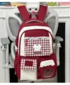 Koreanischer Preppy Stil Süßer Rucksack Rot Weiß Katzen Stickerei Karomuster Tasche - Basisstil / Rot