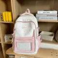 Süßer rosa Rucksack mit Sternenmuster und Klarsichttasche für Schule und Freizeit - Rosa Rucksack (Ohne Anhänger)