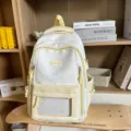 Weisser und gelber Stern Rucksack mit transparenter Tasche, stylische Schultasche fuer Schueler. - Gelber Rucksack (Ohne Anhänger)