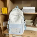 Blauer Sternenmuster Schüler Rucksack mit transparenter Tasche und vielen Fächern. - Blauer Rucksack (Ohne Anhänger)