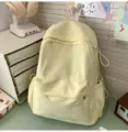 Süßer japanischer gelber Rucksack mit niedlichen gestickten Schleifen, leichter Freizeitruck - Groß Gelb (Ohne Anhänger)