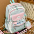 Süßer Kontrastfarbe Schulrucksack mit kleiner Tasche, niedliches Studenten Set. - Rucksack / Grüner Rucksack (Kein Anhänger/Abzeichen)