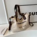 Leinwand Tragetasche für Damen, große Kapazität Umhängetasche lässige Schülertasche. - Ohne Anhänger / Khaki