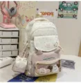 Japanischer Ins-Stil süßer Ita-Rucksack mit klarem Fenster und niedlichen Plüschpuppen. - Rucksack mit Plüschhund-Anhänger / 2 Stück/Set / Rosa