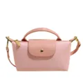 Rosa Mini Nylon Tasche mit Lederklappe und Griff, eine süße modische Umhängetasche. - Prinzessinnenrosa