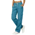 Women casual blue cargo pants with multi-pockets and drawstring waist for daily streetwear fashion. - S / Bottoms / Aqua
