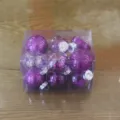 12pz 6cm bolas de Navidad transparentes moradas de plastico decoracion festiva elegante. - 6 cm, pack de 12 / Púrpura