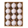 12st 8cm vintage witte kerstballen set, uitgehouwen design hangende ballen voor boom. - Zilver Stijl 1