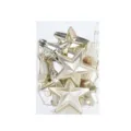 Christmas gold and silver star hanging ornaments set, shiny and matte plastic holiday decor - Champagne Gold