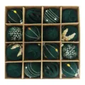 16pcs Bolas de Navidad de terciopelo verde, adornos colgantes para arbol 6cm set. - Verde Oscuro