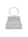 Silberne Strass Abendtasche Handtasche mit rundem Metallgriff für Damen Party Hochzeit. - Silber