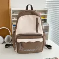 Japanischer Ins Stil Große Kapazität Braun und Weiß Rucksack Schulranzentasche Variante - Große Größe (Ohne Anhänger) / Braun