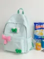 Süßer hellgrüner karierter Rucksack mit rosa Schleife, hübsche Schulranzen Variante. - L / Grün
