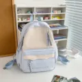 Süßer japanischer Ins-Stil Studenten Rucksack, große Kapazität Schultasche für Mädchen - Kleine Größe (Ohne Anhänger) / Blau