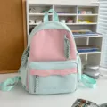 Dopamin pastell rosa und hellblaues studenten rucksack, süßer stil campus doppelschulter tasche. - Kleine Größe (Ohne Anhänger) / Grün