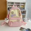 Süßer Dopamin rosa Schulrucksack für Mädchen, große Kapazität Freizeit Reiserucksack. - Klein Mit Anhänger / Rosa