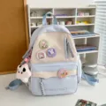 Japanischer süßer Rucksack große Kapazität Schulranzen niedliche Pastell Ästhetik Tasche Mädchen - Klein Mit Anhänger / Blau