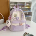 Japanischer süßer lila Studenten Rucksack mit großer Kapazität lässiger Tagesrucksack. - Klein Mit Anhänger / Lila