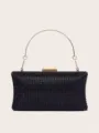 Schwarze Strass Abendtasche mit edlem geschwungenen goldenem Metallgriff und sicherem Verschluss. - 19*11,5*6cm / Schwarz