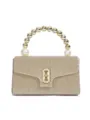 Strass Abendtasche Detail, glitzernde Kristall Clutch mit goldenem Perlen Griff und Metallschloss. - Gold