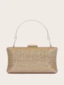 Elegante goldene Strass Abendtasche Clutch mit Metallgriff, ideal für Hochzeitsfeiern. - 19*11,5*6cm / Gold