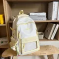Weißer Sternen-Ita-Rucksack mit transparenter Vordertasche und mehreren Fächern für Schüler. - Gelber Rucksack Mit Mondanhänger