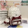 Japanischer Ins-Stil süßer Herz-Stern-Druck Ita Rucksack mit Sichtfenster und Plüschtieren. - Rucksack mit Plüschhund-Anhänger / 2 Stück/Set / Rot
