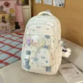 Weißer Ita Rucksack mit Sternenmuster, transparenter Tasche und Plüsch Sternanhängern. - Rucksack und Tragetasche Set / Blau Mit Anhänger Sterne