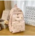 Süßer rosa lässiger Rucksack für Mädchen mit Bärchen-Mustern und süßem Anhänger. - Mit Anhänger / L / Rosa