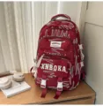 Roter Rucksack mit weisser Stickerei, grosses Fassungsvermoegen fuer Schule und Freizeit - Rot groß (ohne Schmetterlingssterne & Anhänger)