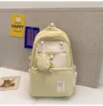 Leichter, farbgesperrter Schulrucksack für Teenager-Mädchen, süßer Freizeit-Tagesrucksack. - Ohne Anhänger / L / Gelb