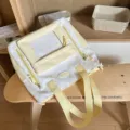 Süße gelb-weiße Stern-Itatasche mit Sichtfenster, idealer Schulter-Rucksack für Schüler. - Gelbe Tragetasche (Ohne Anhänger)