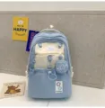 Modischer koreanischer Campus Farbblock Rucksack mit süßer kleiner Tasche für Schüler leicht. - Ohne Anhänger / L / Blau