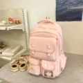 Süßer rosa College-Rucksack mit großer Kapazität, vielen Taschen und süßem Alltags-Schulstil. - Rucksack (Ohne Anhänger) / Rosa