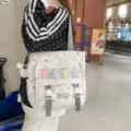 Süße weiße Ita-Tasche für Mädchen mit transparenter Sternentasche, großer Schulrucksack. - Einzelne Tragetasche / Tragetasche Grau Mit Anhänger