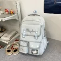 Niedlicher süßer Rucksack große Kapazität lässig multifunktional Laptoptasche hellgrau - Rucksack (Ohne Anhänger) / Blau