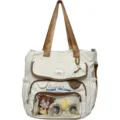 Modischer Canvas Ita Rucksack mit klarem Sichtfenster und süßem College Design für Frauen. - Studientasche / Weiß (Kein Anhänger/Abzeichen)