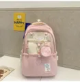 Rosa beige niedlicher Schüler Rucksack Farblock Schultasche leicht lässiger Tagesrucksack - Ohne Anhänger / L / Rosa